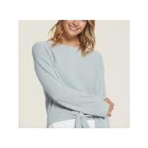 Barefoot Dreams Sz 1X Tie Front Top Blue Loungewear Luxury Soft Cozy Chic NWT